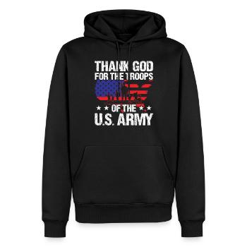 Soldier Thank God For Troops Of US Army Military - Men’s Premium Organic Hoodie - black - Front - Nico (187cm)