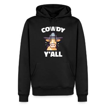 Cowdy Yall Y’all vache avec chapeau pour l’éventail de vache - Sweat à capuche Premium bio Homme - noir - Devant - Nico (187cm)