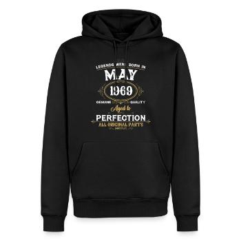 Les légendes sont nées en mai 1956 - Sweat à capuche Premium bio Homme - noir - Devant - Nico (187cm)