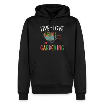 amour Jardinage - Sweat à capuche Premium bio Homme - noir - Devant - Nico (187cm)