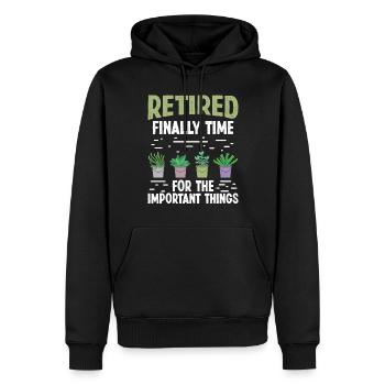 Retiré enfin Il est temps pour les choses importantes - Sweat à capuche Premium bio Homme - noir - Devant - Nico (187cm)