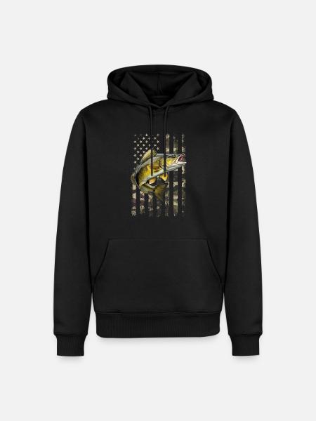 walleye American flag, Fishing - Men’s Premium Organic Hoodie - black