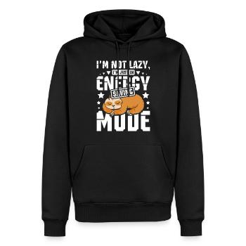 Mode économie d’énergie Paresseux endormi - Sweat à capuche Premium bio Homme - noir - Devant - Nico (187cm)