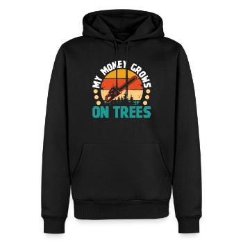 My Money grows in Trees - Men’s Premium Organic Hoodie - black - Front - Nico (187cm)