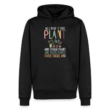 Tout ce dont j’ai besoin Plantes et autres plantes - Sweat à capuche Premium bio Homme - noir - Devant - Nico (187cm)