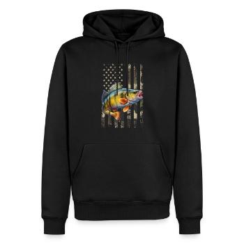 Perchaude drapeau américain, Perchaude - Sweat à capuche Premium bio Homme - noir - Devant - Nico (187cm)