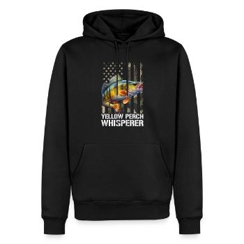 Perchaude drapeau américain, Perchaude - Sweat à capuche Premium bio Homme - noir - Devant - Nico (187cm)