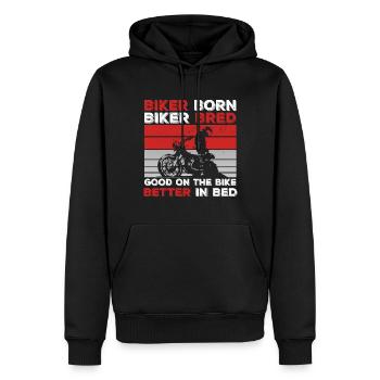 Motorrad Biker Ehemann Papa - Männer Premium Bio Hoodie - Schwarz - Vorne - Nico (187cm)