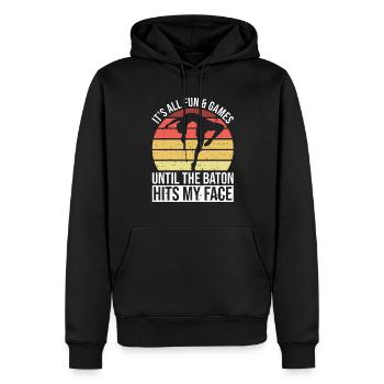 Baton Design Für Baton Twirler - Sweat à capuche Premium bio Homme - noir - Devant - Nico (187cm)