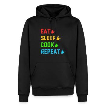 Manger Dormir Cuire Répéter Griller Barbecue Cuisson Un - Sweat à capuche Premium bio Homme - noir - Devant - Nico (187cm)