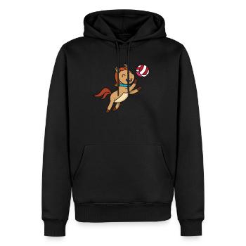 Saut à cheval mignon et jouer au volley-ball - Sweat à capuche Premium bio Homme - noir - Devant - Nico (187cm)