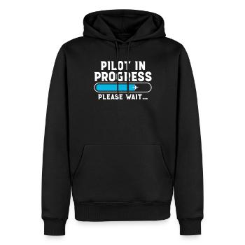 Pilot in Progress please Wait - Männer Premium Bio Hoodie - Schwarz - Vorne - Nico (187cm)