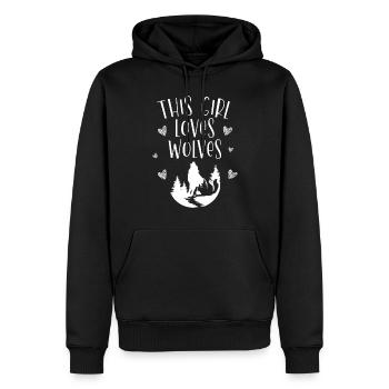 Cette fille aime les loups animal loup-garou loup - Sweat à capuche Premium bio Homme - noir - Devant - Nico (187cm)