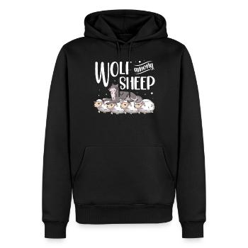 Loup Parmi les moutons Loups Animal Loup-garou Loup - Sweat à capuche Premium bio Homme - noir - Devant - Nico (187cm)