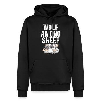 Loup parmi les moutons loups animal loup-garou loup-garou Loup amoureux - Sweat à capuche Premium bio Homme - noir - Devant - Nico (187cm)