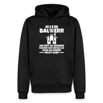 Ich Bin Bauherr - Männer Premium Bio Hoodie - Schwarz - Vorne - Nico (187cm)