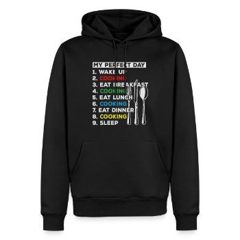 My Perfect Day Wake Up Cooking Food Lover Chefs Fo - Männer Premium Bio Hoodie - Schwarz - Vorne - Nico (187cm)