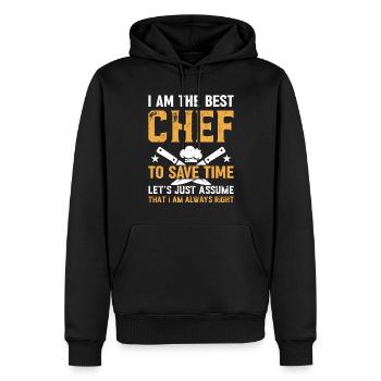 Je suis le meilleur chef pour gagner du temps, supposons simplement - Sweat à capuche Premium bio Homme - noir - Devant - Nico (187cm)