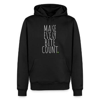 Veganer Make Every Bite Count Go Vegan Veganerin - Männer Premium Bio Hoodie - Schwarz - Vorne - Nico (187cm)