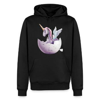 Baby Einhorn schlüpft aus Ei - Männer Premium Bio Hoodie - Schwarz - Vorne - Nico (187cm)