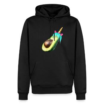 Glückliche Einhorn Avocado - Männer Premium Bio Hoodie - Schwarz - Vorne - Nico (187cm)