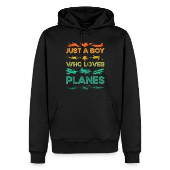 Just a Boy who loves Planes - Männer Premium Bio Hoodie - Schwarz - Vorne - Nico (187cm)
