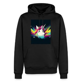 Einhorn Regenbogen Fantasy Design Cartoon 2 - Männer Premium Bio Hoodie - Schwarz - Vorne - Nico (187cm)