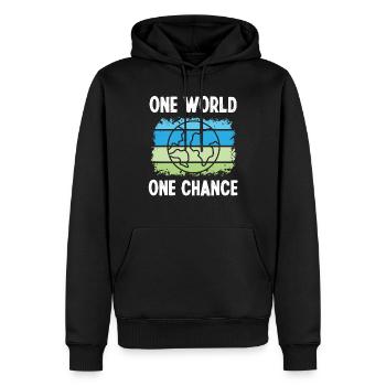 Environmental Activism: One, World, One Chance, Environmental Protection - Men’s Premium Organic Hoodie - black - Front - Nico (187cm)