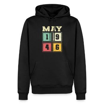 77. Geburtstag Mai Jahrgang 1946 Vintage - Männer Premium Bio Hoodie - Schwarz - Vorne - Nico (187cm)