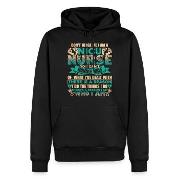 Nicu Nurse Don't Judge Nicu Nurse - Men’s Premium Organic Hoodie - black - Front - Nico (187cm)