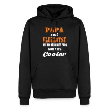 Papa und Fluglotse - Männer Premium Bio Hoodie - Schwarz - Vorne - Nico (187cm)