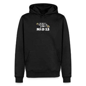 Keine Zeit, ich muss zu meinen Mädels - Männer Premium Bio Hoodie - Schwarz - Vorne - Nico (187cm)