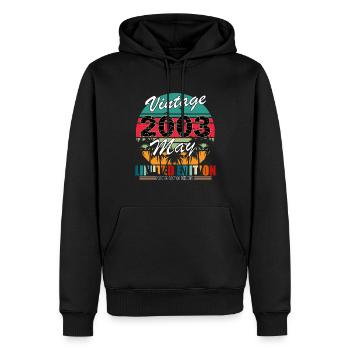 Mai 2003 20 ans Anniversaire Vintage Idée cadeau - Sweat à capuche Premium bio Homme - noir - Devant - Nico (187cm)