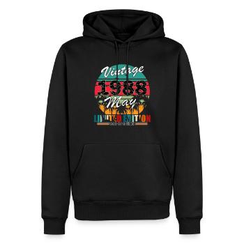 Né mai 1988 Mai 1988 Né en mai - Sweat à capuche Premium bio Homme - noir - Devant - Nico (187cm)