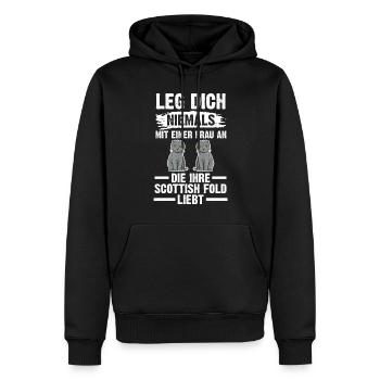 Scottish Fold Katze - Männer Premium Bio Hoodie - Schwarz - Vorne - Nico (187cm)