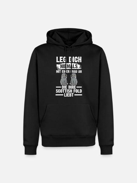 Scottish Fold Katze - Männer Premium Bio Hoodie - Schwarz