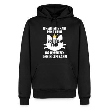 Scottish Fold Katze - Männer Premium Bio Hoodie - Schwarz - Vorne - Nico (187cm)