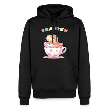 Tea Rex Süßer Dino in Teetasse - Männer Premium Bio Hoodie - Schwarz - Vorne - Nico (187cm)