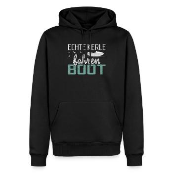 De vrais gars conduisant un bateau propriétaire de bateau capitaine - Sweat à capuche Premium bio Homme - noir - Devant - Nico (187cm)