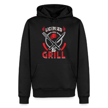 Grillen - Grillmeister - Lizenz zum Grillen - Männer Premium Bio Hoodie - Schwarz - Vorne - Nico (187cm)