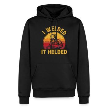 Je l’ai soudé Helded - Sweat à capuche Premium bio Homme - noir - Devant - Nico (187cm)