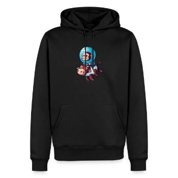 Singe sur Cow Rocket Shake Astronaute Cosmonaute - Sweat à capuche Premium bio Homme - noir - Devant - Nico (187cm)