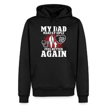 Cardiac Surgeon Dad Makes People Feel Better Surgery - Men’s Premium Organic Hoodie - black - Front - Nico (187cm)
