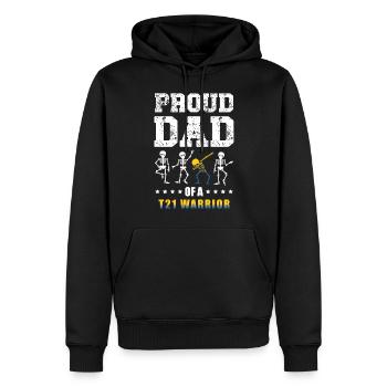 Fier père d’un guerrier T21 - Sweat à capuche Premium bio Homme - noir - Devant - Nico (187cm)