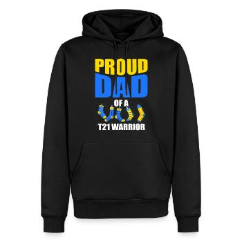 Fier père d’un guerrier T21 - Sweat à capuche Premium bio Homme - noir - Devant - Nico (187cm)