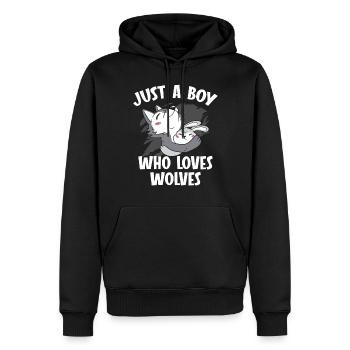 Nur Ein Junge, Der Wölfe Liebt Werwolf Wolf - Männer Premium Bio Hoodie - Schwarz - Vorne - Nico (187cm)