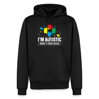 I'm autistic what's your excuse - Männer Premium Bio Hoodie - Schwarz - Vorne - Nico (187cm)