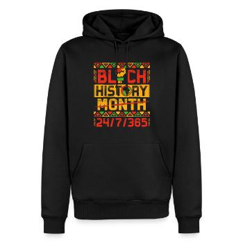 Mois de l’histoire des Noirs - Sweat à capuche Premium bio Homme - noir - Devant - Nico (187cm)