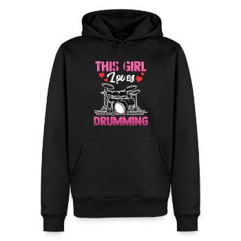 Dieses Mädchen Liebt Das Trommeln Schlagzeug Drum - Männer Premium Bio Hoodie - Schwarz - Vorne - Nico (187cm)