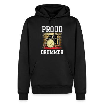 Stolzer Schlagzeuger Schlagzeug Schlagzeugspielen - Männer Premium Bio Hoodie - Schwarz - Vorne - Nico (187cm)